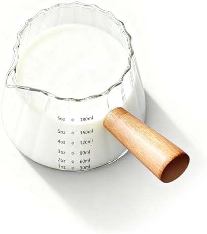 YARRAMATE 6oz Glass Espresso Measuring Cup with Wooden Handle by YARRAMATE