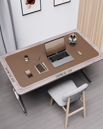 YSAGi Double-Sided Desk Pad, Leather Desk Mat, Eco Cork Desk Pad Protector,Large Mouse Pad,Waterproof Desk Blotter for Office/Home (Coffee+Cork, 47.2" x 23.6") - Image 2