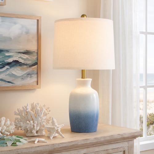 PoKat 24'' Ceramic Table Lamp for Living Room, Farmhouse Gradient Blue - Image 7