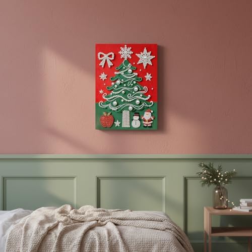 DIY Pearl Painting with Frame, Creative Design, Handmade Stress-Relieving Home Wall Decoration, Includes Frame and Tools-Christmas Tree - Image 3