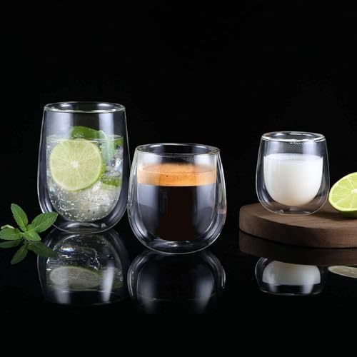 glastal Double Walled Espresso Coffee Glass Cups 100ml (4oz) Set of 6 - Image 5