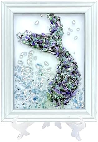 CIYOJA Sea Glass Stained Glass Kit Mermaid Tail – DIY Craft Kit for Adults Women, Mosaic Art Resin Craft Kit with Crushed Seaglass, Beach Frame Artwork for Home Décor, Christmas Adult Craft Kits by CIYOJA