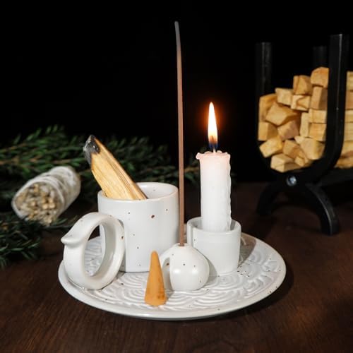 5 in 1 Ceramic Palo Santo Burner Holder for Sage, Incense Sticks & Candle - Image 6