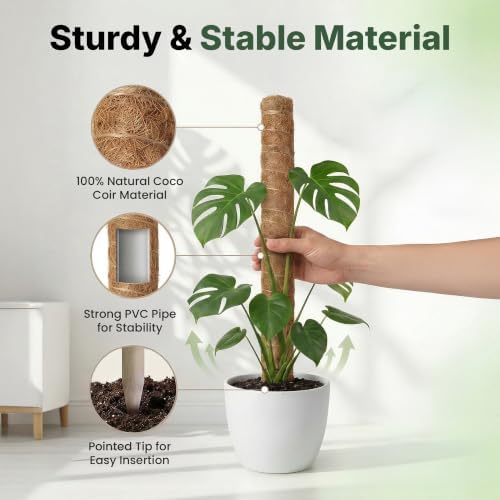 2 Pack 22" Moss Pole Monstera Plant Support - Stackable up to 38" - Image 4