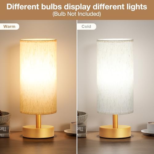 Table Lamps Set of 2 （Cream Shade- Gold Base, 11.6" Inline Control） - Image 3
