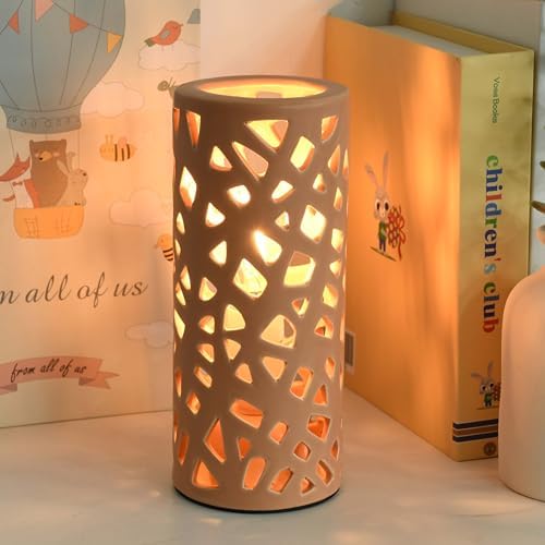 Nave Small Modern Terracotta Ceramic Table Lamp, Kids Night Nursery Table Lamp, 3.14H7.48IN, Bulb Excluded, Terracotta Carving Bird Nest - Image 3