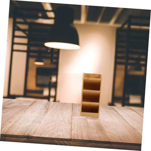 TEHAUX Wooden Desktop Pen Organizer Brown Multi Functional Desk Holder - Image 4