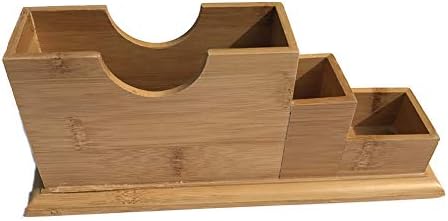 Bamboo Desktop Organizer File Folders Shelf Pens Holder for Small Electronics Notepads Stationary Items (Rectangle(11x4")) by Chiloskit
