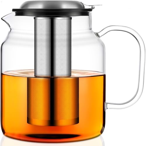 Aquach 68oz Glass Teapot with Infuser, Stovetop Safe Borosilicate Tea Pot by Aquach