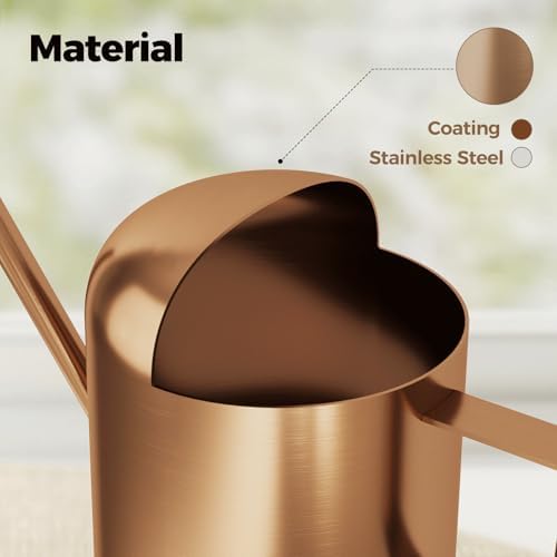Bamworld Small Watering Can Indoor Outdoor Plant Metal Stainless Steel Long Spoutt Flowers Watering Cans for House Garden Plants 10OZ Watering Bottle Cute Decorative for Bonsai(Bronze) - Image 6