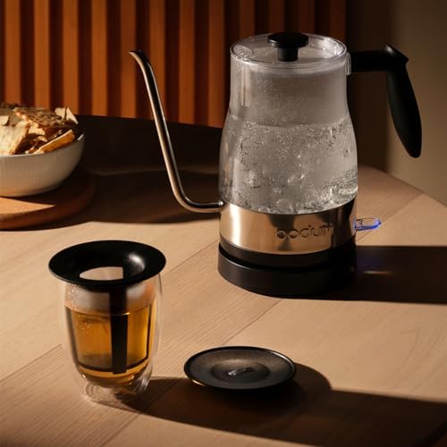 Bodum 12oz Tea Strainer w/Lid, Double Wall, High-Heat Borosilicate Glass, Black - Image 2
