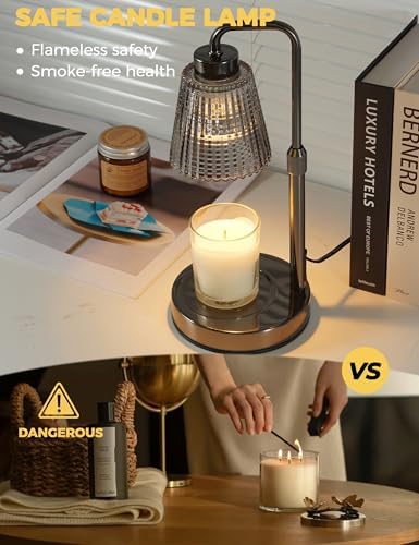 Silver Gray Candle Warmer Lamp with 24h Cycle Timer, Dimmable Wax Warmer - Image 2