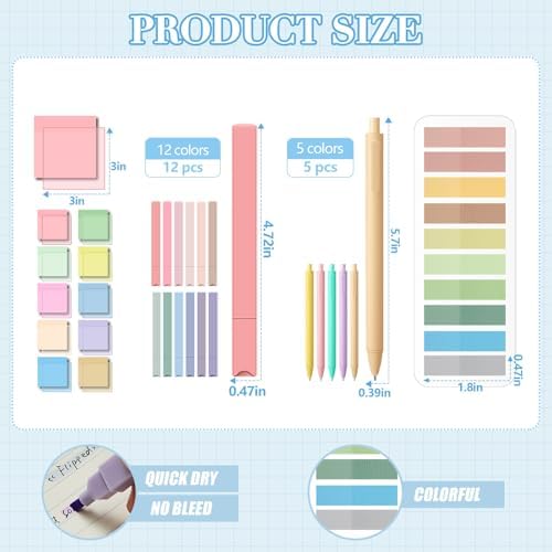 Jutom 38 Pcs Book Annotation Kit for Bible Study, Pastel Color, Square - Image 4