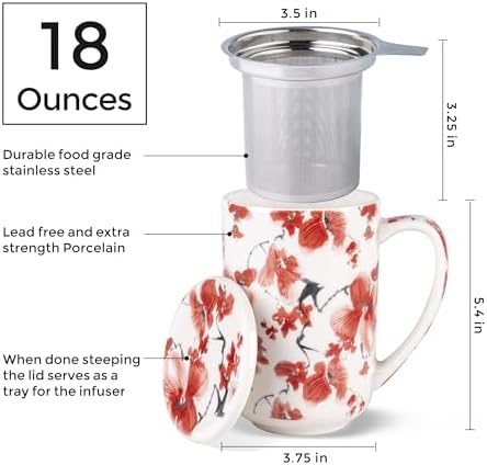 AmorArc Tea Cup With Infuser and Lid, 18oz Loose Leaf Tea Mug With Steeper - Image 3