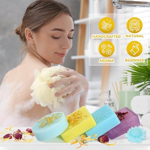 Jcoos DIY Soap Making Kit, Soap Making Kit for Adults Girls, Make Your Own Soap Making Supplies, Shea Butter Glycerin Base, Mold, Dried Flowers, Dye, DIY Scents Crafts, Valentine's Day Gifts - Image 5