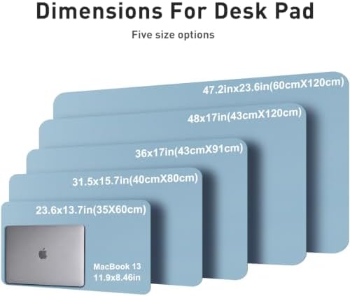 Aothia Faux Leather Desk Mat for Keyboard & Mouse (Sky Blue, 48" x 17") - Image 5