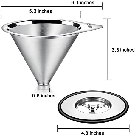 LHS Pour Over Coffee Dripper Stainless Steel Coffee Filter Metal Cone Filter Paperless Reusable Coffee Filter Single Cup Coffee Maker 1-4 Cup With Non-slip Cup Stand and Cleaning Brush - Image 4