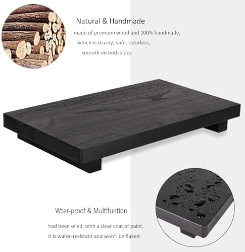 Wood Bathroom Tray Farmhouse Decor Kitchen Soap Holder, 11.8"x7" Black - Image 2