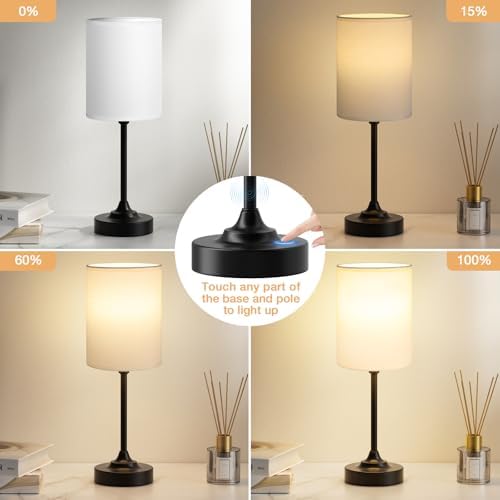 Fenmzee Small Bedside Lamp for Bedroom - 3-Way Dimmable Touch Table Lamp - Image 2