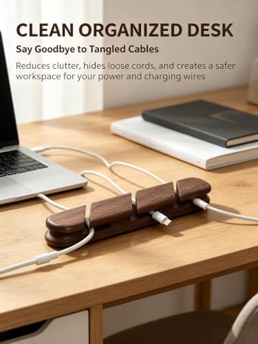 Solid Wood Desk Cable Management Cord Holder - Image 5