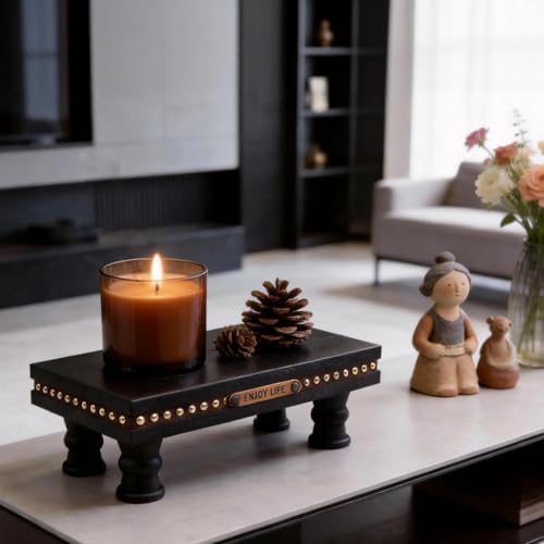 Bathroom Tray Pedestal Stand, Waterproof Wood Riser for Bathroom Counter - Image 5