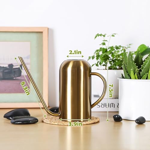 Watering Can Indoor Outdoor Plants, 50oz/1500ml Garden Long Spout Watering Cans, Stainless Steel Plants Watering Can Pot for Indoor House Plants Bonsai Flower Decorative - Image 3