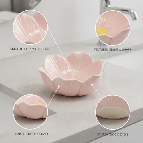 Ceramic Decorative Tray for Vanity and Desk, Small Storage Organizer for Jewelry Keys Coins, Compact Catchall Dish with Raised Edges (1 PC) - Image 6