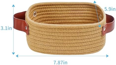 ABenkle Small Storage Basket, Mini Rope Woven Baskets, Cute Shelf Closet Storage Organizer, Boho Decorative Toy Bin for Nursery, Living Room, Spa, Empty Gift Basket - XS, Brown - Image 2