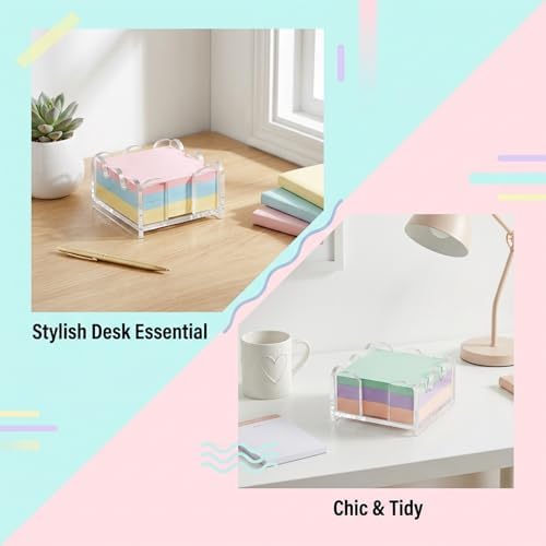 Scalloped Acrylic Sticky Note Holder 3x3 Inch,Cute Notepad Dispenser - Image 4