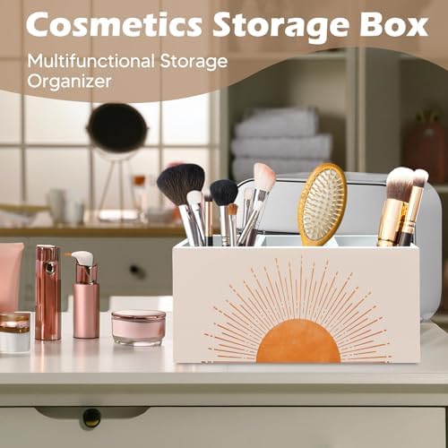 DILSJ Boho Abstract Sunshine Pen Pencil Holder Organizer for Desk, Boho Office Decor, Mid Century Modern Minimalist Sun Sunset Sunshine Wooden Box Signs for Home Office Desk Tabletop Decoration - Image 5