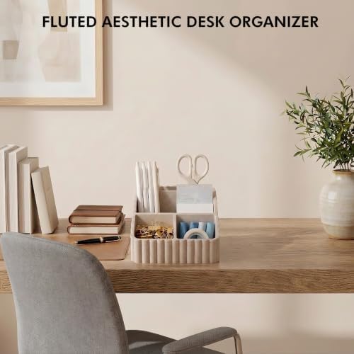 Modern Desk Organizer-Aesthetic Desk Organizer-Beige office supplies - Image 4