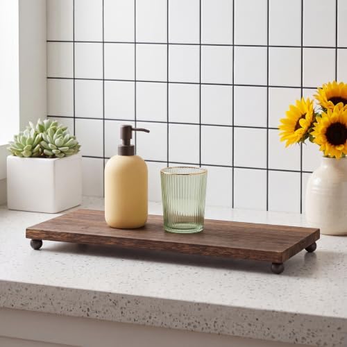 Amyhill Wood Pedestal Stand Riser Decor,Classic,Dark Brown,22 X 9 Inch - Image 4