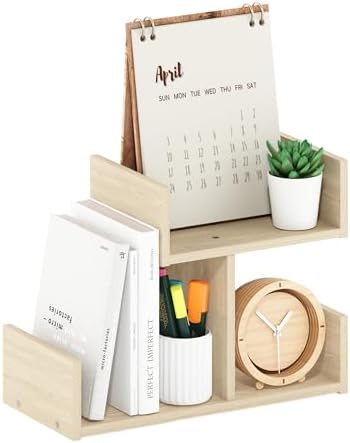 Furinno HERMITE Desk File Folder Organizers, 3-Shelf Desktop Office Organization Racks, Desk Top Display Book Shelf, for Paper, Office Supplies, Magazine, Bauhaus Oak by Furinno-FitsYourSpaceFitsYourBudget