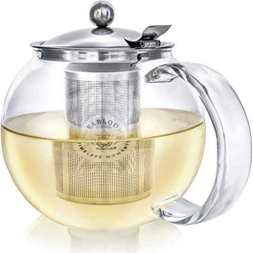 Teabloom All-in-One Glass Teapot and Tea Kettle – Heatproof Borosilicate Glass Tea Maker with Removable Stainless Steel Loose Tea Infuser – Classica Stovetop Tea Pot (40 oz / 1200 ml) by Teabloom