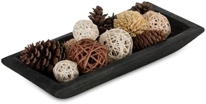 Hanobe Wood Decorative Bowl for Coffee Table Entryway Decor, Rustic Black by Hanobe
