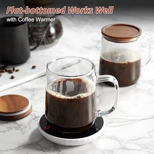 Glass Coffee Mugs, 14 oz Glass Coffee Cups with Acacia Wood Lids, Clear Borosilicate Glass Mugs with Handles for Cappuccino, Tea, Latte, Hot/Cold Beverages, Wine, Americano, Set of 2 - Image 5
