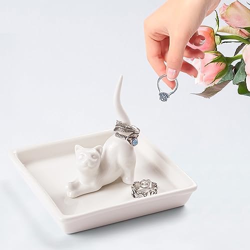 PUDDING CABIN Cat Mom Gifts for Women, Cat Ring Holder for Jewelry, Jewelry Tray Dish Rings Bracelets Earrings Trinket Tray, Gifts for Cats Lovers Mother's Day Birthday Christmas Wedding - Image 6