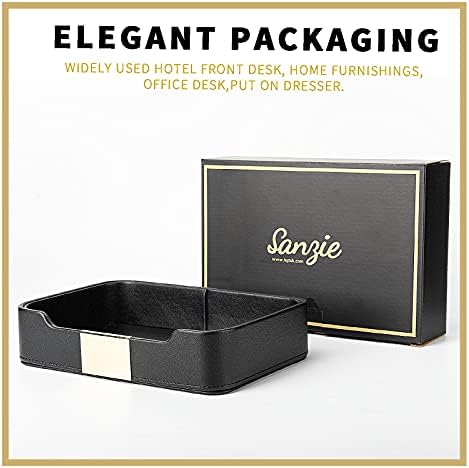 SANZIE Leather Tray Organizer, Valet Tray Key Bowl (Metal Gilded, Black) - Image 4
