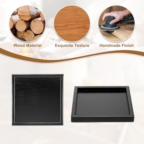 Wooden Serving Tray Square Wood Serving Tray Decorative Platter, 8.7x8.7 Inch Fit for Home Decor Kitchen Coffee Table Candle Holder, (Black) - Image 4