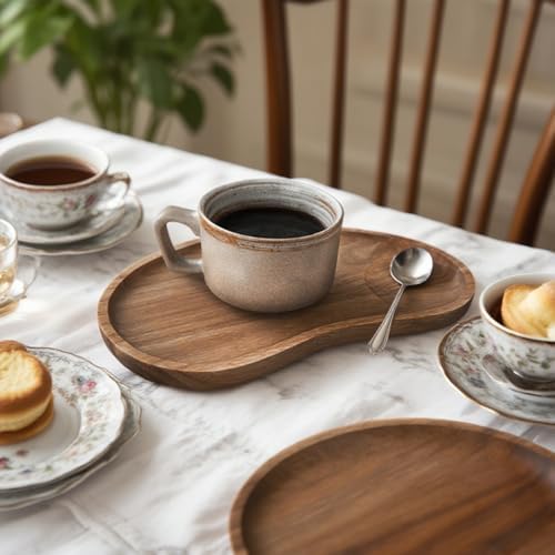 Wood Serving Tray Irregular Decorative Trays for Coffee Table Snack Breakfast 9.5x5.1 inch - Image 3