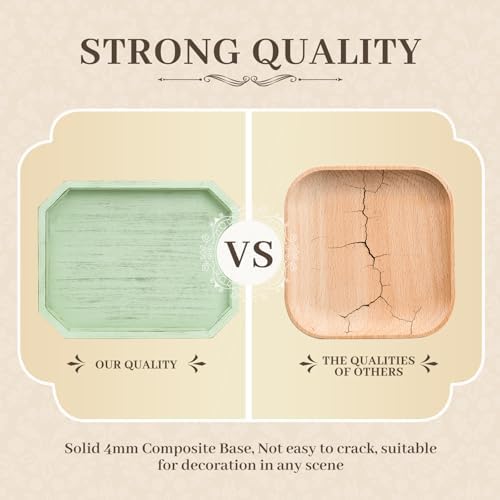 Wooden Decorative Tray, Rustic Sage Serving Tray with Wood Bead, Coffee Tabl, 16.5" x 13"x 1.6" (Sage Green) - Image 3