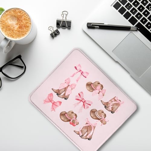 Coquette Pink Bow Western Cowgirl Mouse Pad, Preppy Girly Pink Cowgirl Boots Hats Mouse Pads for Wireless Mouse Computers Laptop Desk Accessories, Western Office Supplies, 9.5x7.9 Inch - Image 4