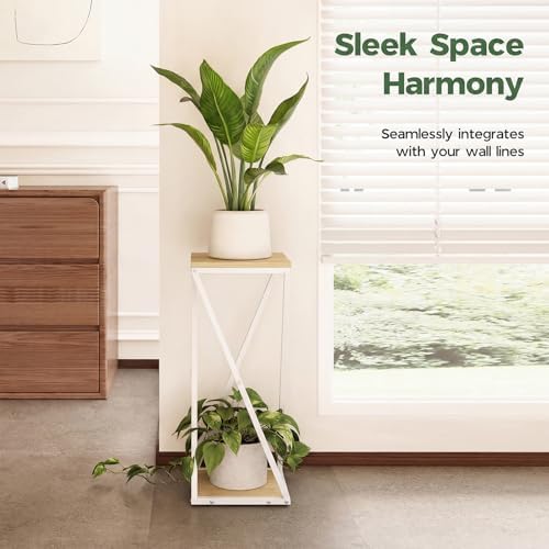 Bamworld Tall Plant Stand Indoor Corner Plant Shelf White - Image 6