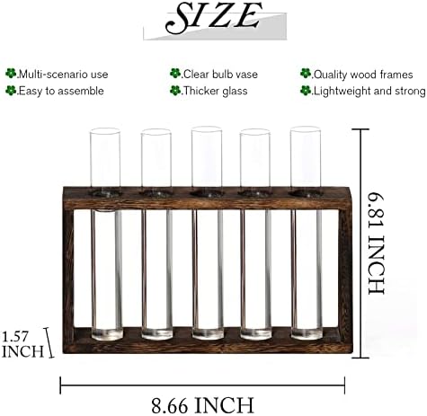 XXXFLOWER 5Test Tube Plant Propagation Station Plant Terrarium Wooden Stand - Image 2