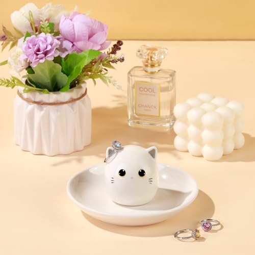 PUDDING CABIN Cat Mom Gifts for Women, Kitty Ring Holder for Jewelry, Jewelry Tray Dish Rings Bracelets Earrings Trinket Tray, Cat Gifts for Women Birthday Mother's Day Christmas Wedding Ring Holder - Image 4