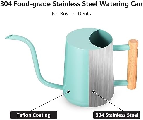 Watering Can Indoor Plants, 35oz Small Indoor Stainless Steel Metal Watering Can Modern Decorative Watering Pot with Long Spout for Indoor House Plant Bonsai Outdoor Garden Flowers Green - Image 5