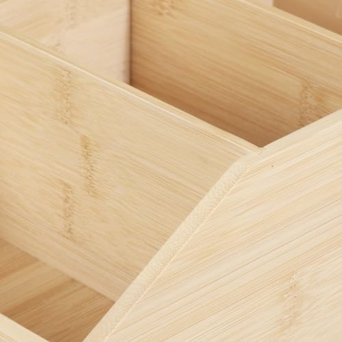 Relaxdays Desk Organiser, Bamboo Organiser System, 3 Compartments, H x W x D: 9 x 15.5 x 25.5 cm, Desk Box, Natural - Image 6