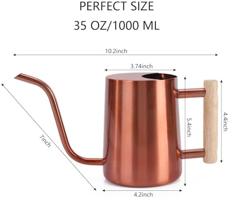 Watering Can Indoor Plants, 35oz Small Stainless Steel Metal Watering Can Modern Decorative Watering Pot with Long Spout for Indoor House Plant Bonsai Garden Flowers (Copper) - Image 7