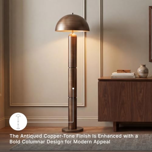 Signature Design by Ashley Wendfield Industrial Floor Lamp, Antique Copper - Image 4