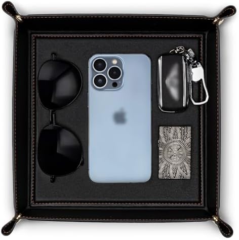 VLANDO Valet Tray, Foldable PU Leather Catchall Tray, Black by VLANDO